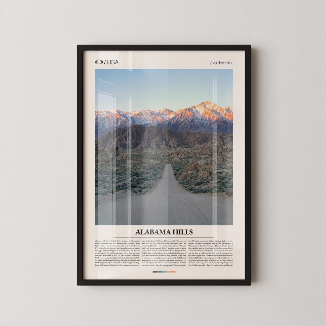 Alabama Hills Snowy Sierra Nevada Peaks Desert Landscape Poster