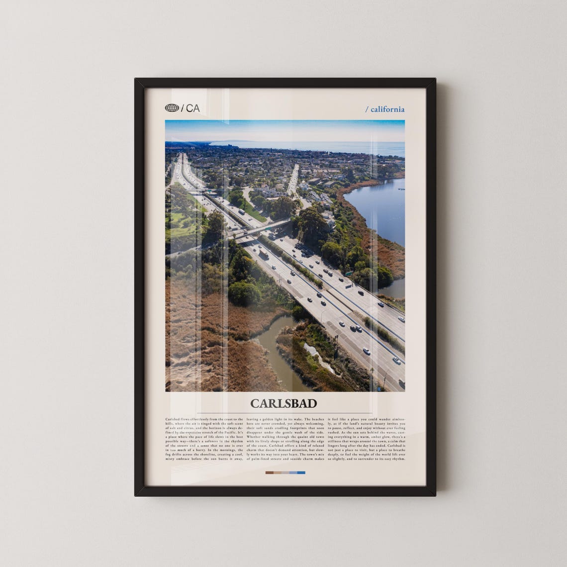 Carlsbad California Aerial Freeway Lagoon View Title Below Print