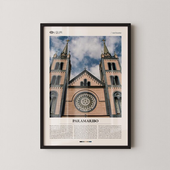 Paramaribo Suriname Wooden Cathedral Colonial Cityscape Travel Poster