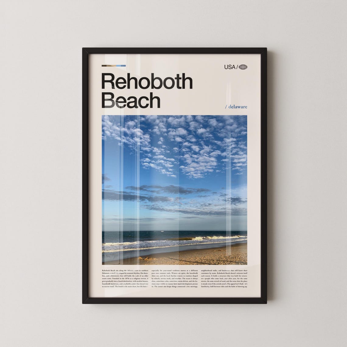 Rehoboth Beach Delaware Cloudy Sky Coastal Travel Photo Poster