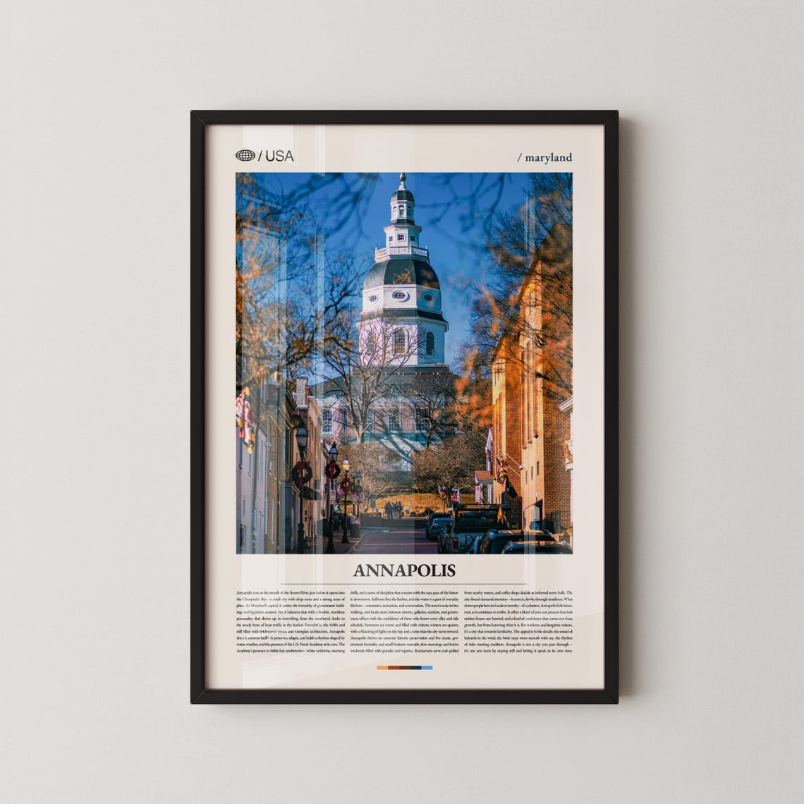 Annapolis Maryland State House Sunny Downtown Scene Photo Poster