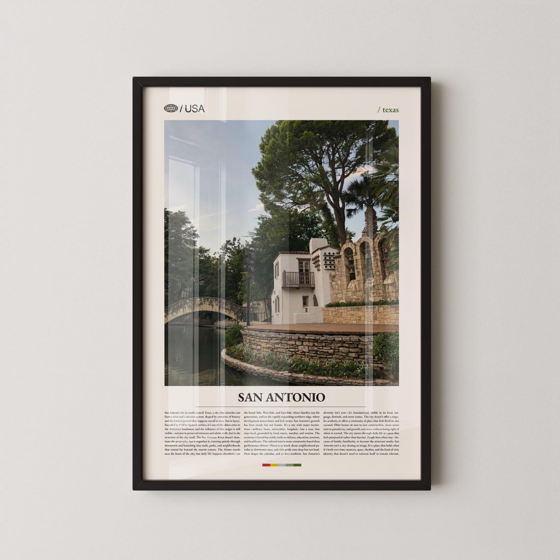 San Antonio River Walk Texas Canal Stone Bridge Cityscape Poster