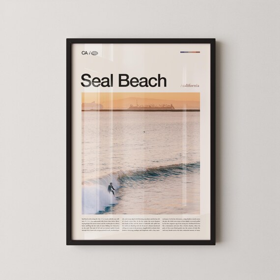 Seal Beach Print Wall Art Poster Photo Pier Main Street Alamitos Bay San