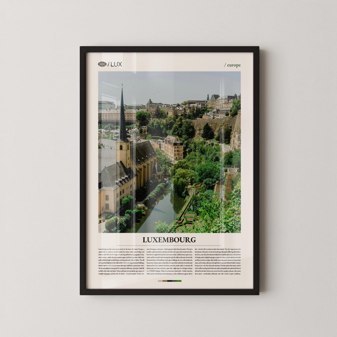 Luxembourg Old Town River Valley European Travel Photo Poster
