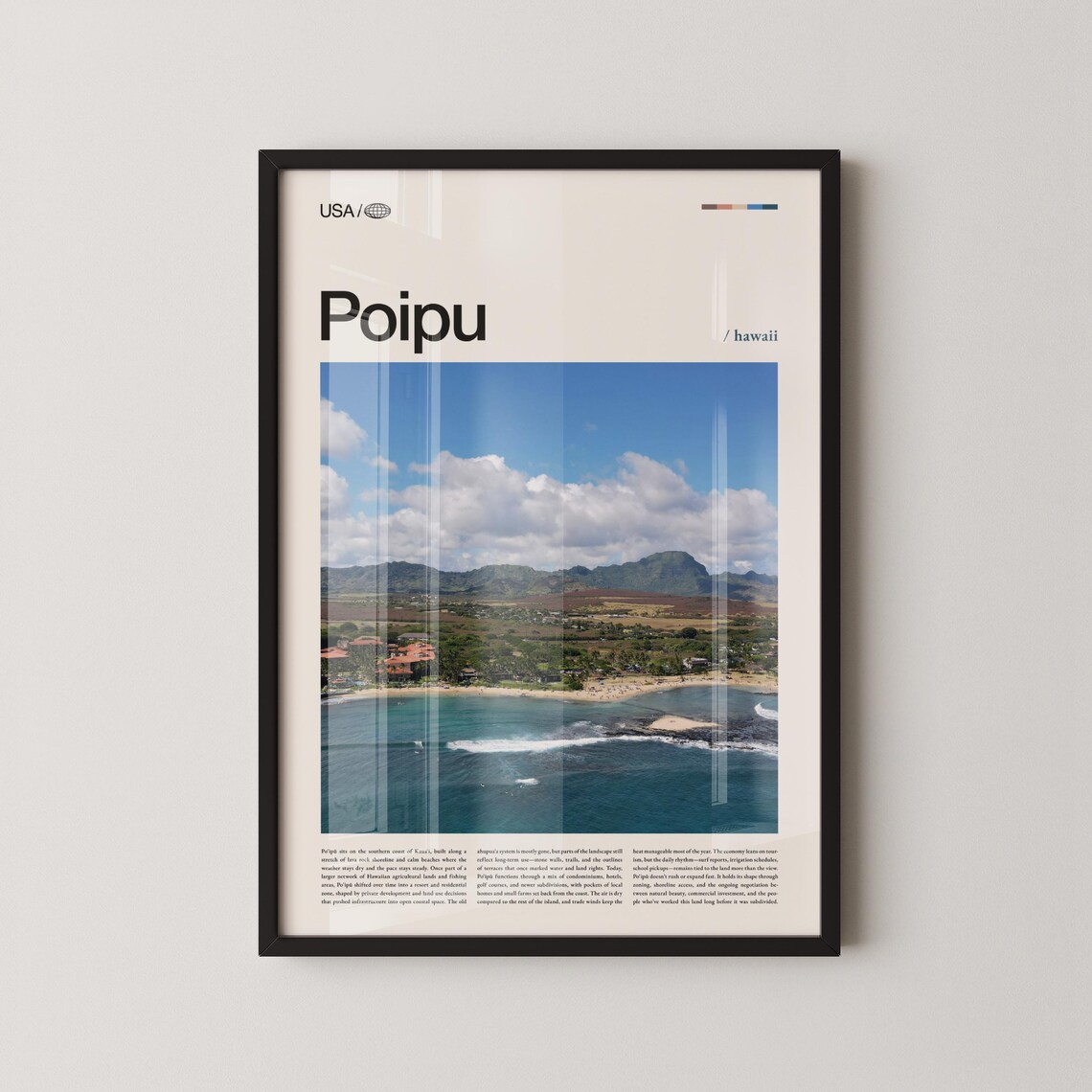 Poipu Print Hawaii Travel Poster, Kauai Coast