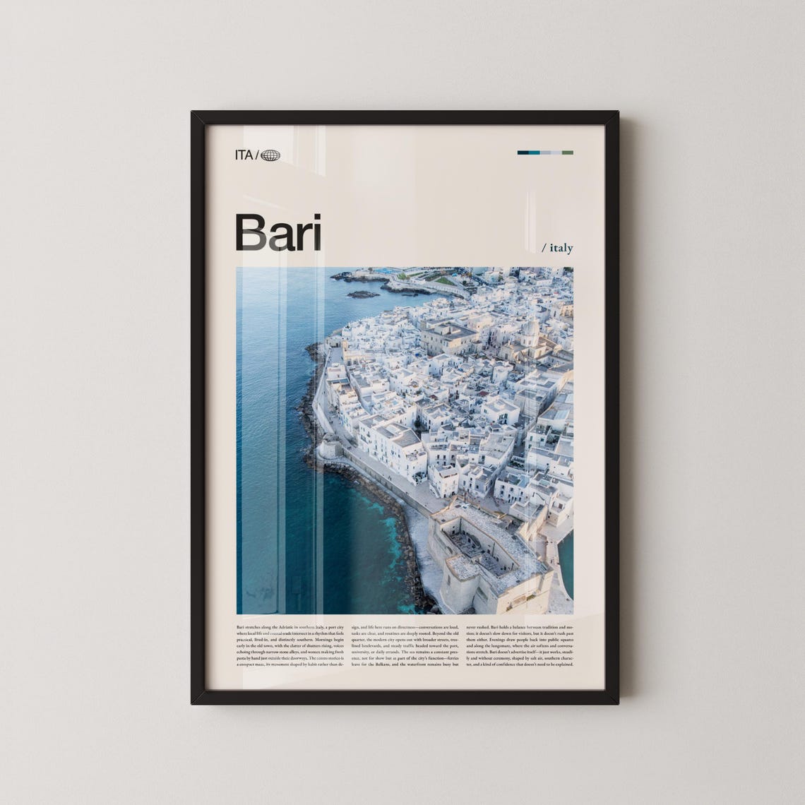 Bari Italy Aerial Coastal City Photography Travel Wall Poster