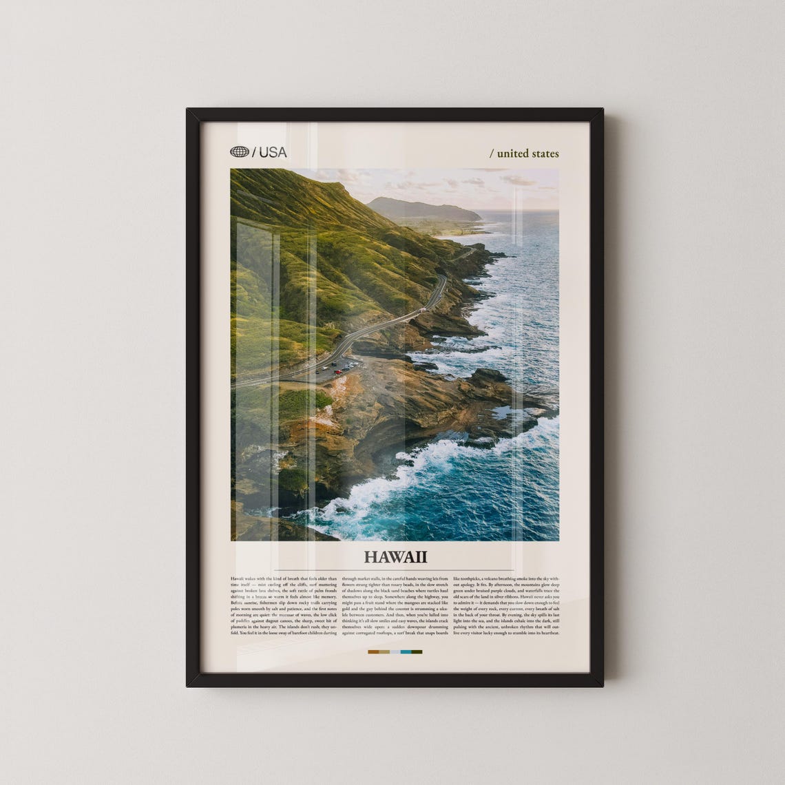 Hawaii Ocean Coastline Winding Road Aerial Photography Poster