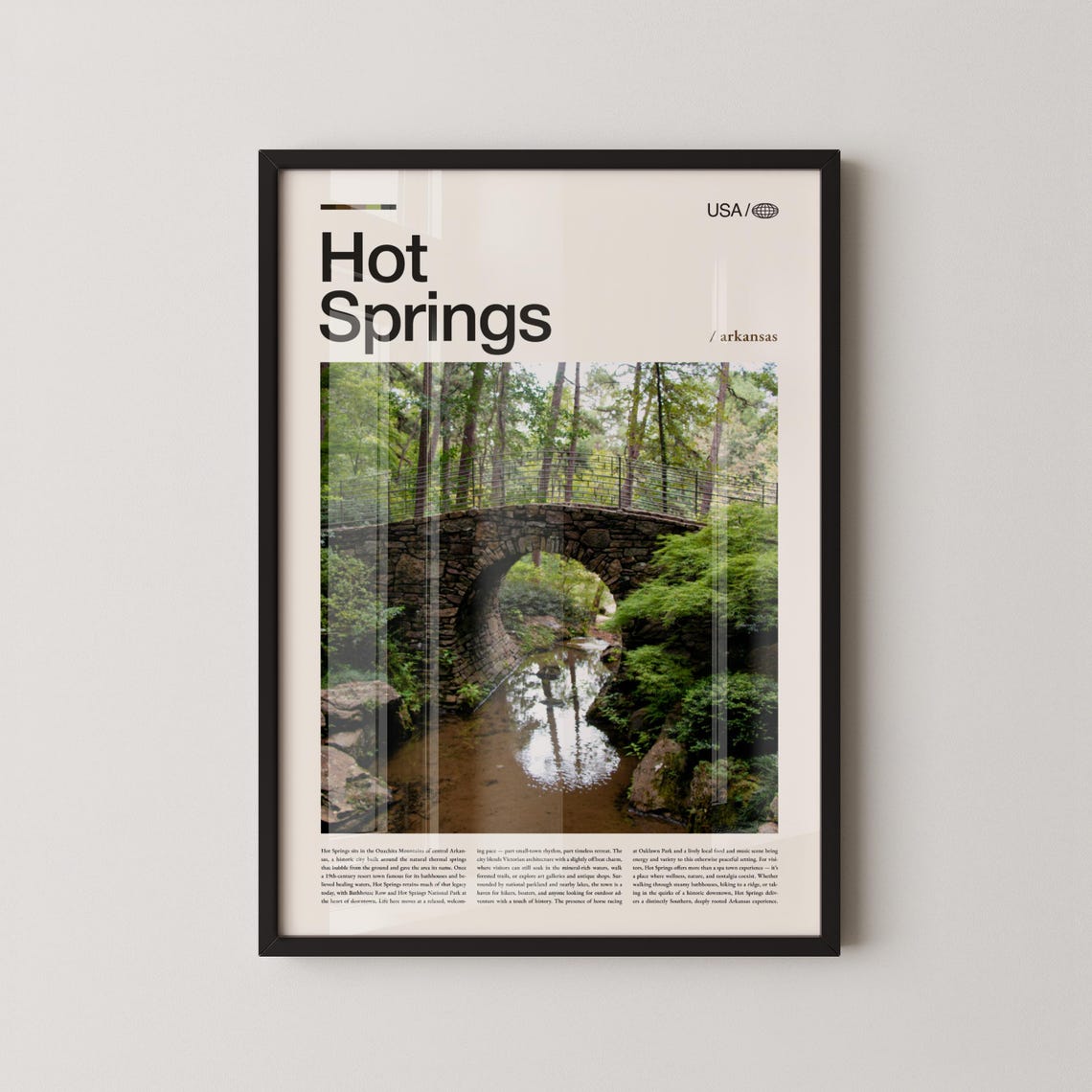 Hot Springs Arkansas Stone Bridge Forest Creek Travel Poster