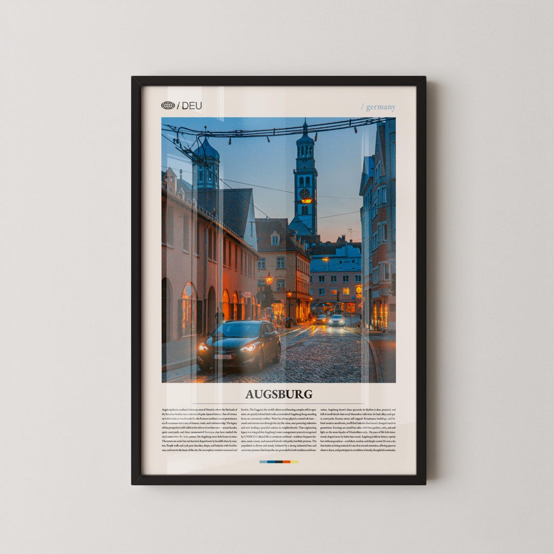 Augsburg Germany Old Town Evening Street Historic Towers Poster