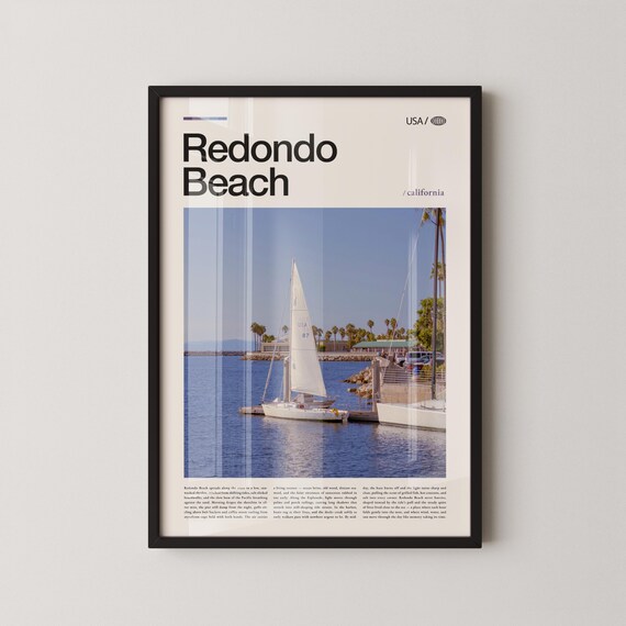 Redondo Beach Marina Docked Sailboat Sunny Harbor Day Photo Poster