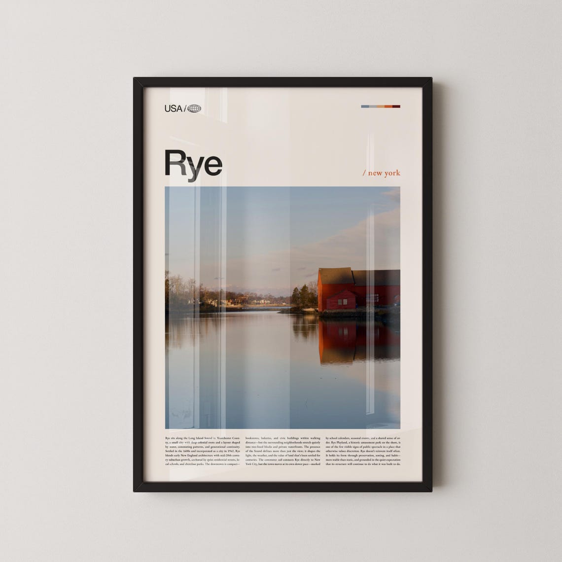 Rye New York Harbor Red Barn Sunset Reflection Calm Photo Poster