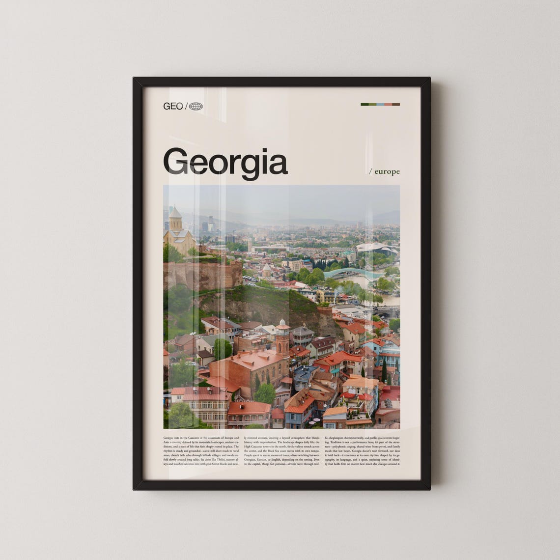 Georgia Country Tbilisi Old Town Aerial View Travel Photo Poster