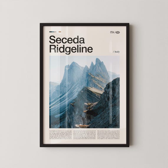 Seceda Ridgeline Print Wall Art Poster Photography Dolomites Mountain Landscape