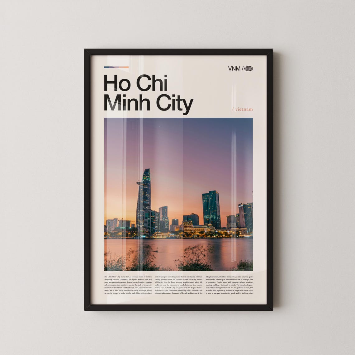 Ho Chi Minh City Vietnam Dusk Skyline Saigon River Travel Poster
