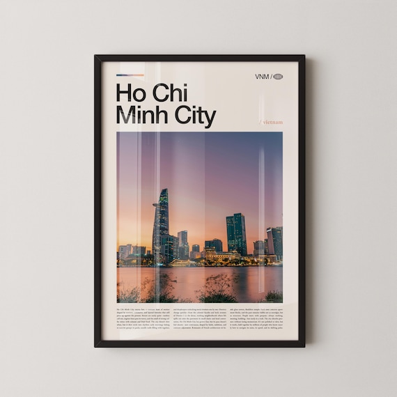 Ho Chi Minh City Vietnam Dusk Skyline Saigon River Travel Poster