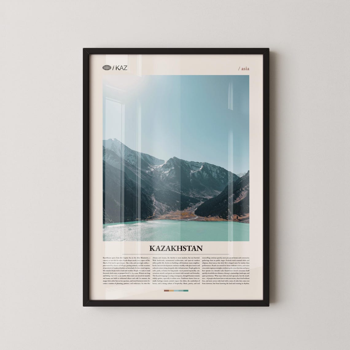 Kazakhstan Turquoise Mountain Lake Asian Alpine Scene Poster