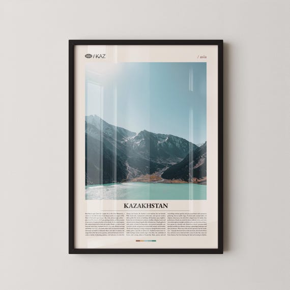 Kazakhstan Wall Art Vast Steppe And Mountain Landscape Print Poster Scenic Central Asia Photography Nature Decor