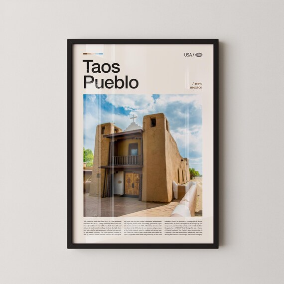 Taos Pueblo Adobe Mission Church Southwest Usa Travel Poster