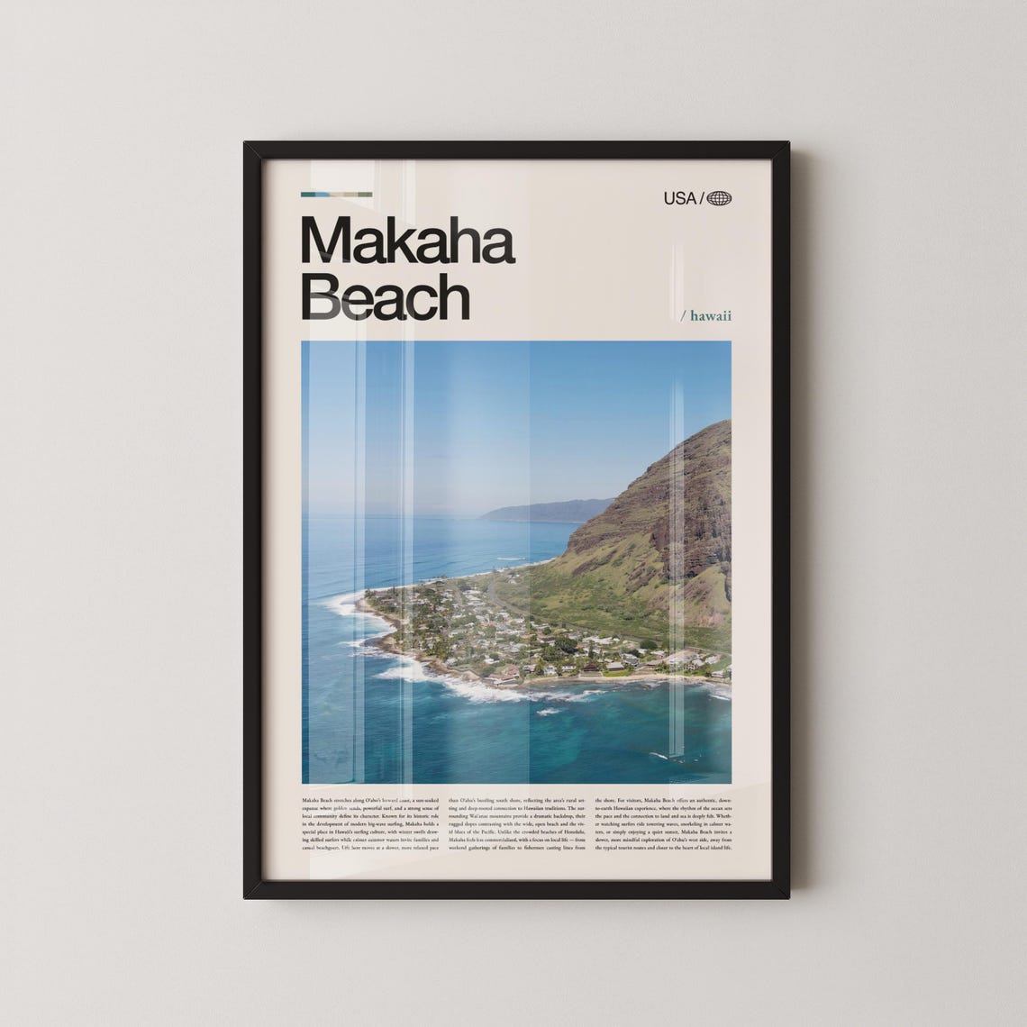 Makaha Beach Hawaii Aerial Coastline Oahu Island Travel Poster