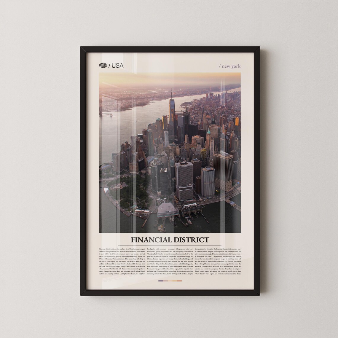 Financial District New York City Sunset Aerial Photo View Poster