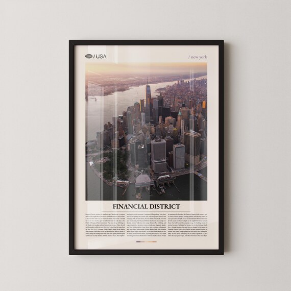 Financial District New York City Sunset Aerial Photo View Poster