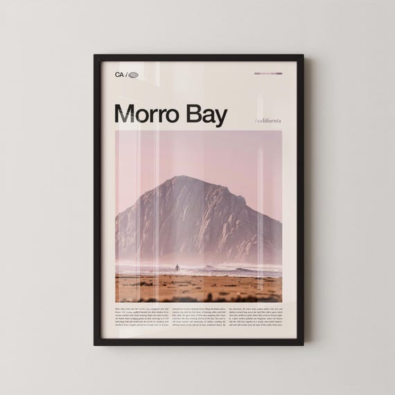 Morro Bay Print Wall Art Poster Photo Rock State Park Embarcadero Montaa De
