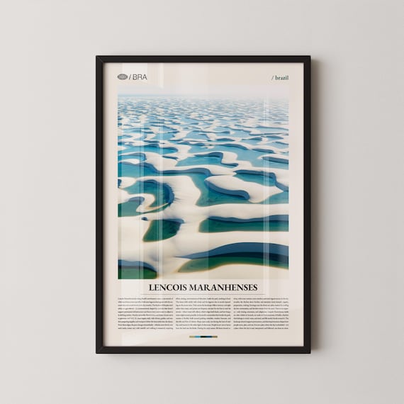 Lencois Maranhenses Brazil Sand Dune Lagoons Travel Poster Art