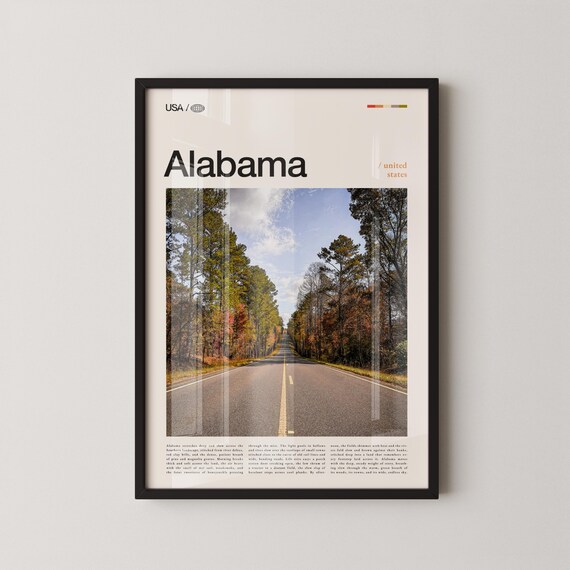 Alabama USA Southern Scenic Highway Country Road Trip Travel Poster