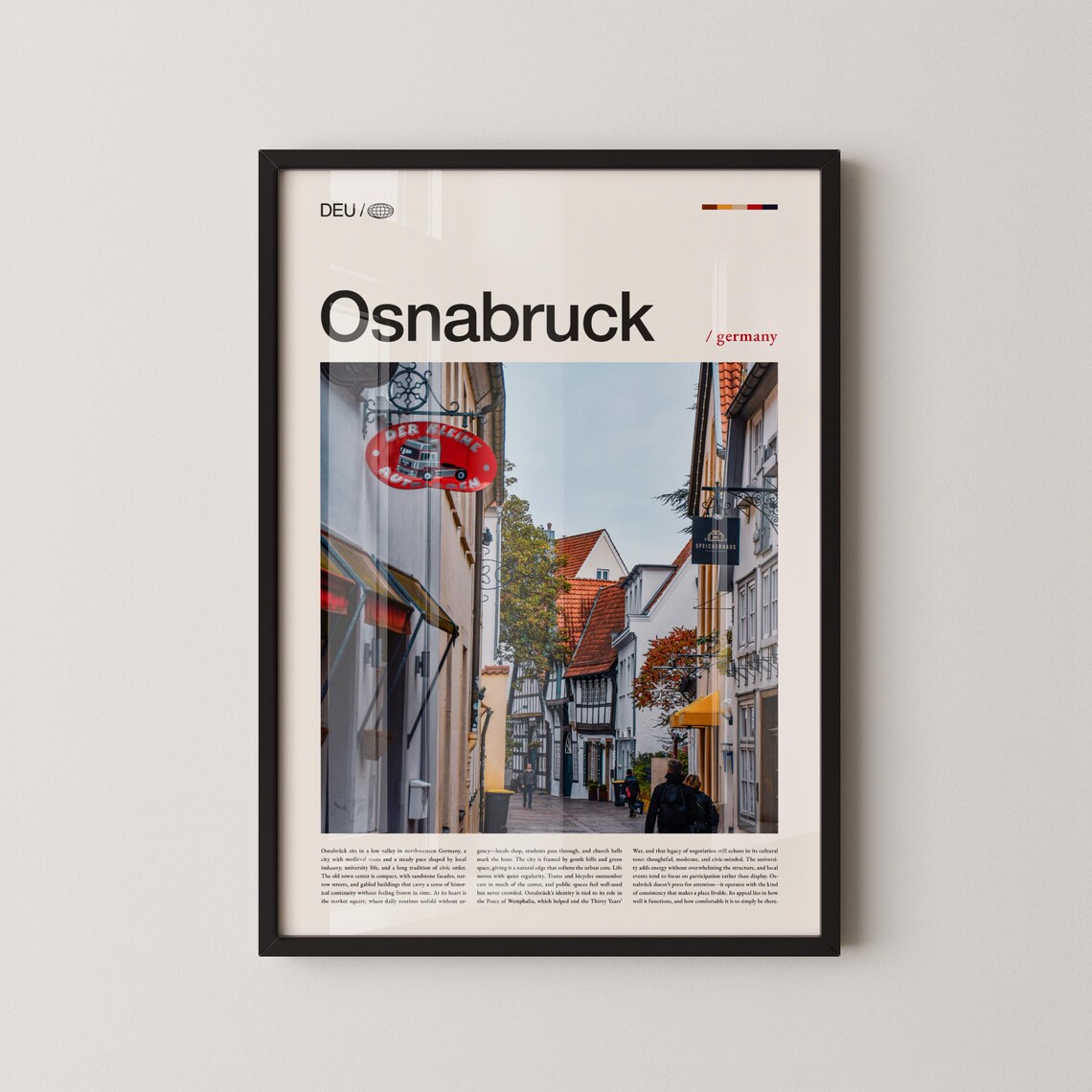 Osnabruck Germany Historic Street Photography Travel Art Poster