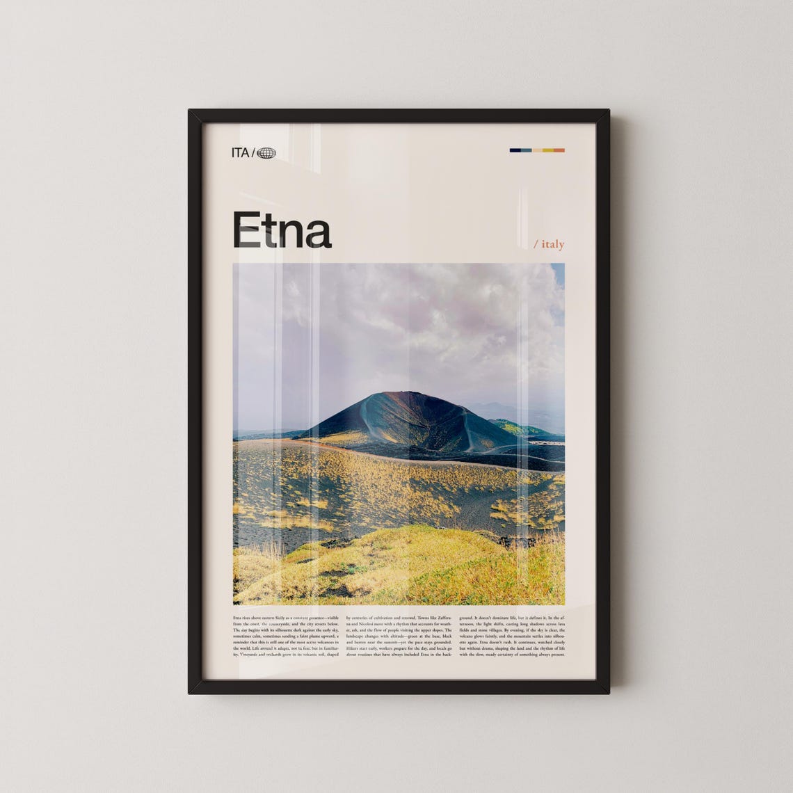 Mount Etna Sicily Volcano Bold Title Photography Travel Poster