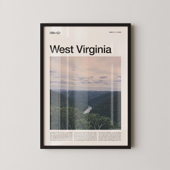 West Virginia Appalachian Valley Bold Headline Travel Poster