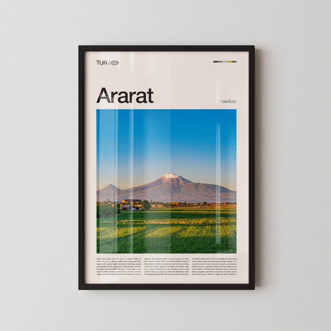 Ararat Turkey Green Plains Volcanic Peak Photo Editorial Poster