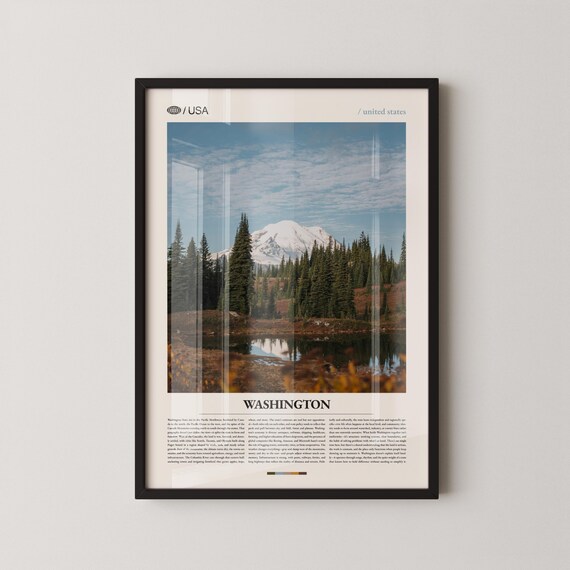 Washington Mount Rainier Reflection Lake Evergreen Forest Poster