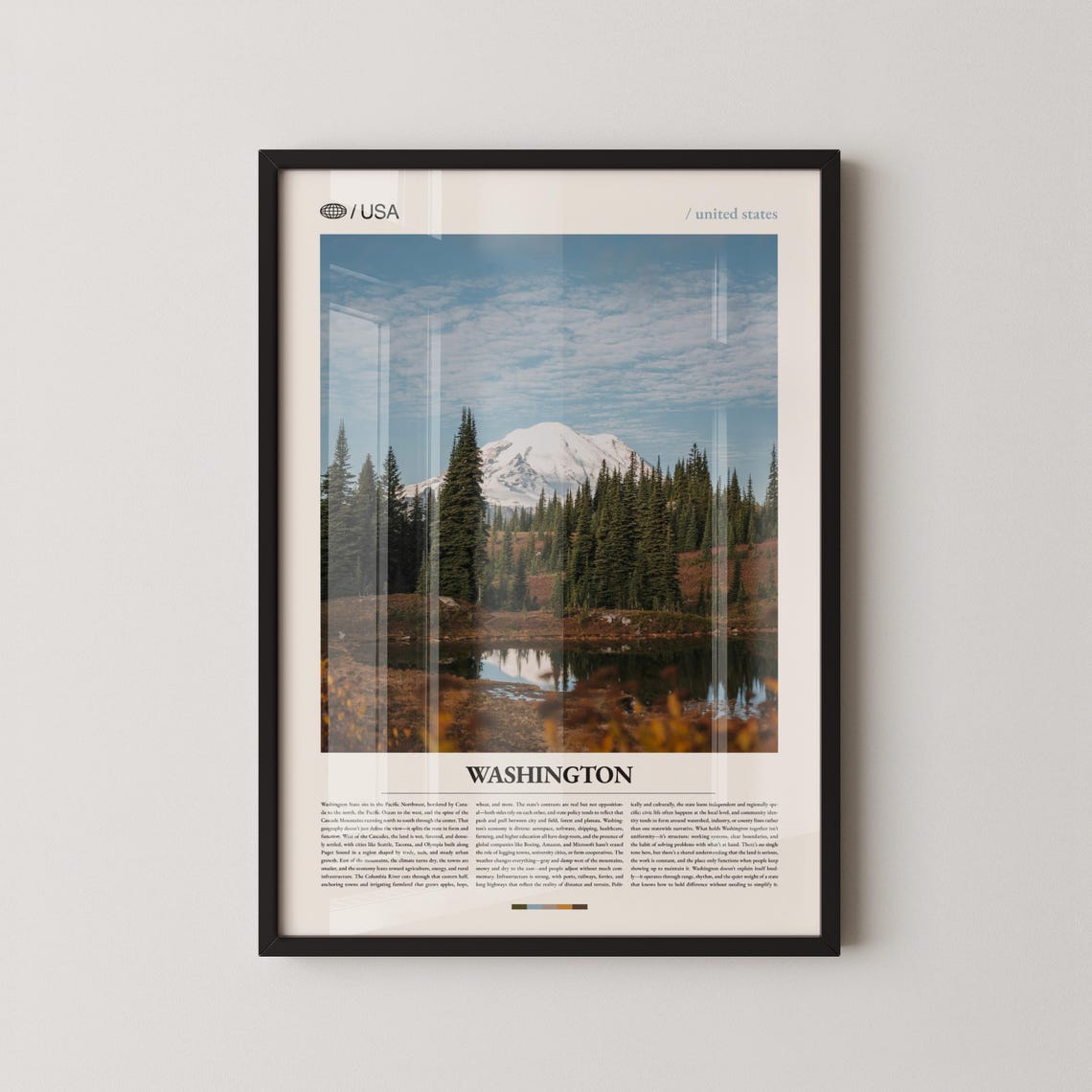 Washington Mount Rainier Reflection Lake Evergreen Forest Poster