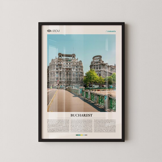 Bucharest Romania Bridge and Old Buildings Cityscape Decor Poster