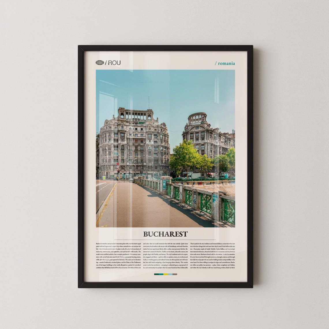 Bucharest Romania Bridge and Old Buildings Cityscape Decor Poster