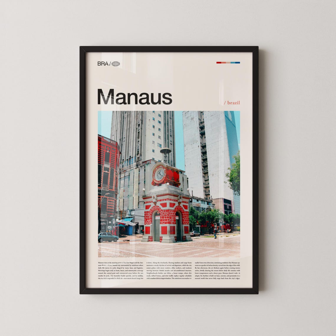 Manaus Brazil Historic Clock Tower Travel Photography Poster