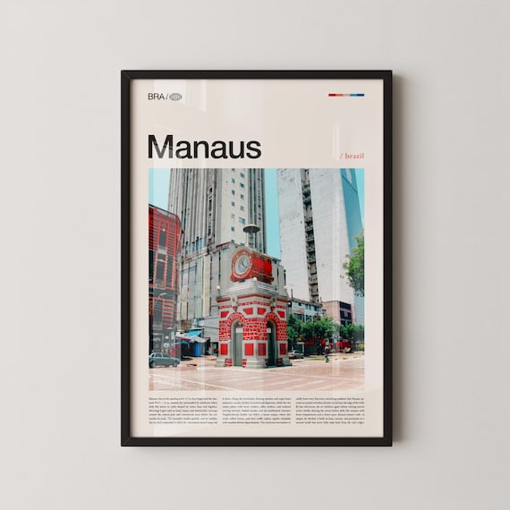 Manaus Brazil Historic Clock Tower Travel Photography Poster