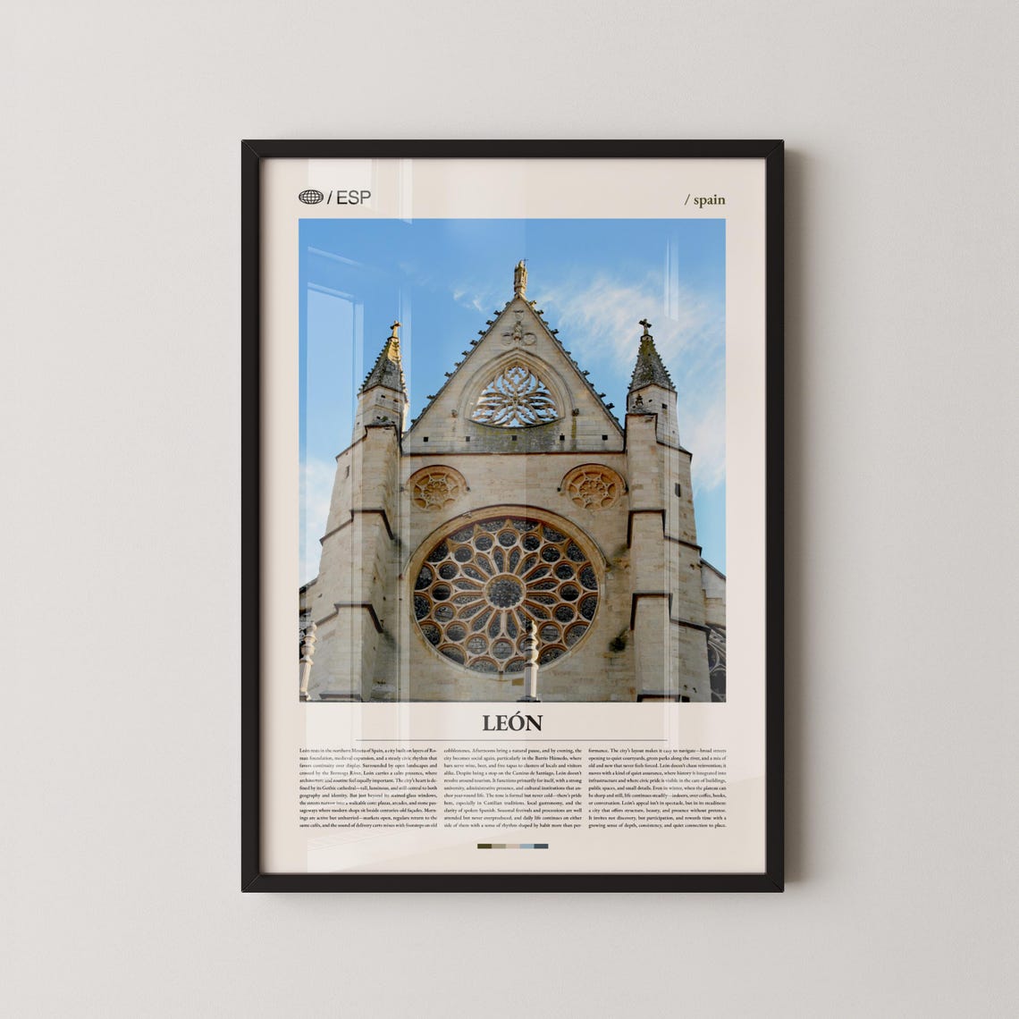 Leon Spain Gothic Cathedral Rose Window Editorial Travel Art Poster