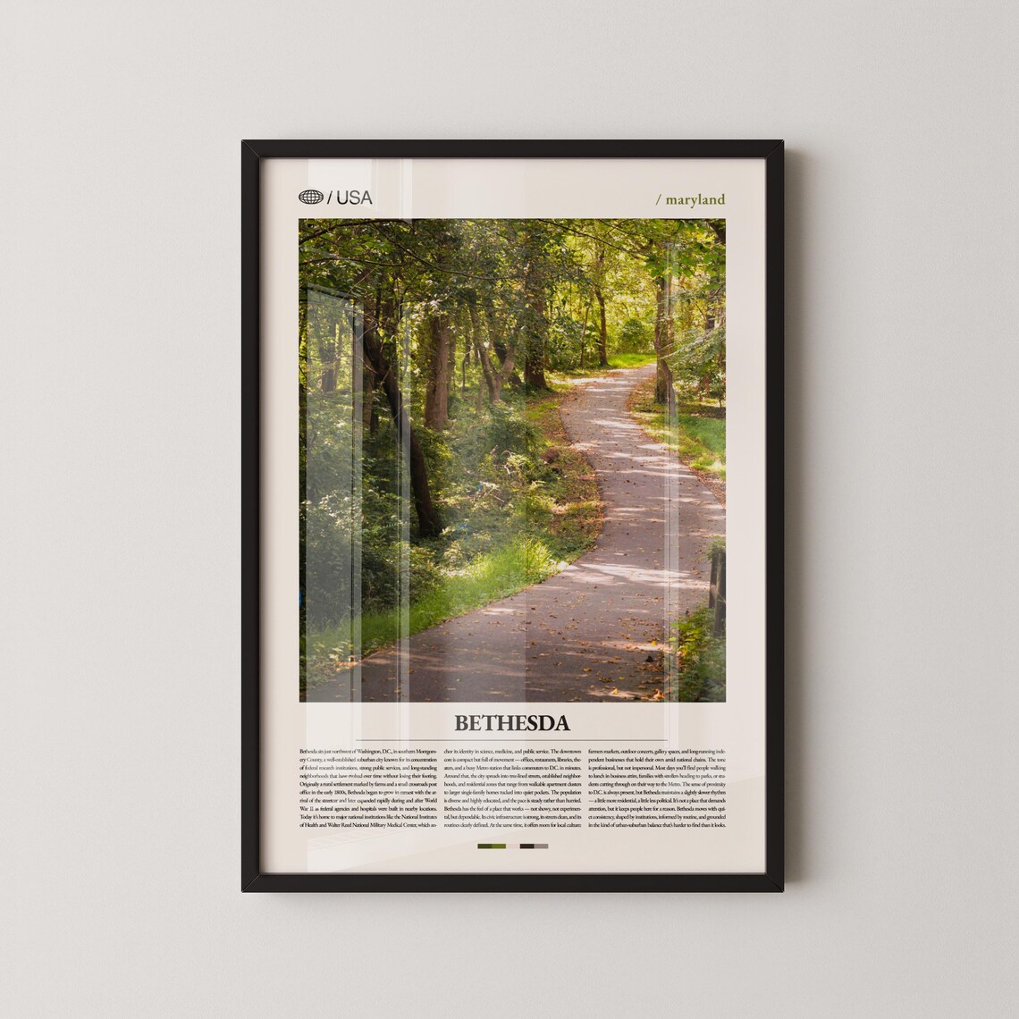 Bethesda Maryland Woodland Trail Nature Photo Travel Scenic Poster
