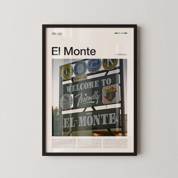 El Monte Welcome Sign Vintage California Town Photo Travel Poster