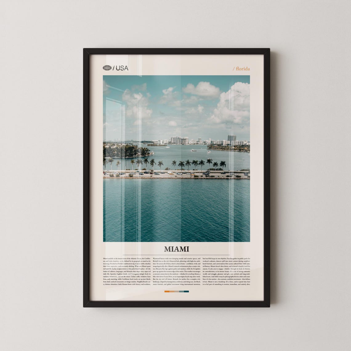 Miami Florida Vintage Bay Sailboats Skyline Photo Travel Poster