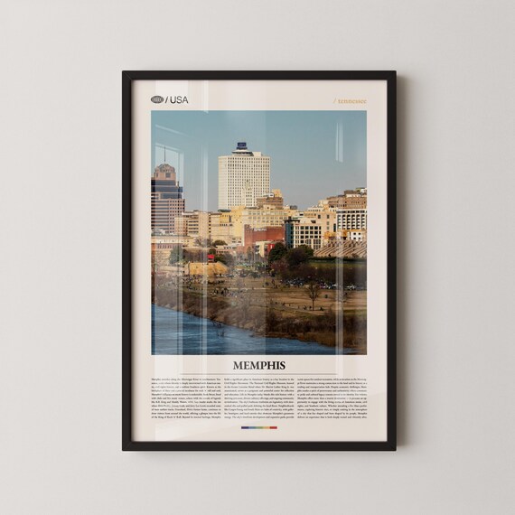 Memphis Tennessee Mississippi Riverfront Skyline Daytime Travel Poster