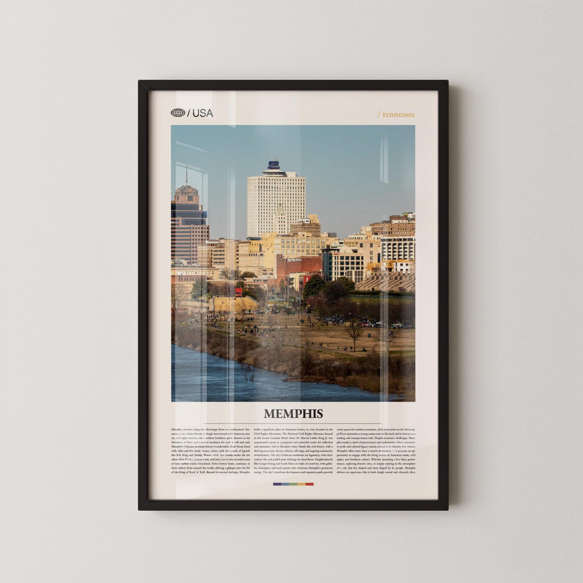 Memphis Tennessee Mississippi Riverfront Skyline Daytime Travel Poster