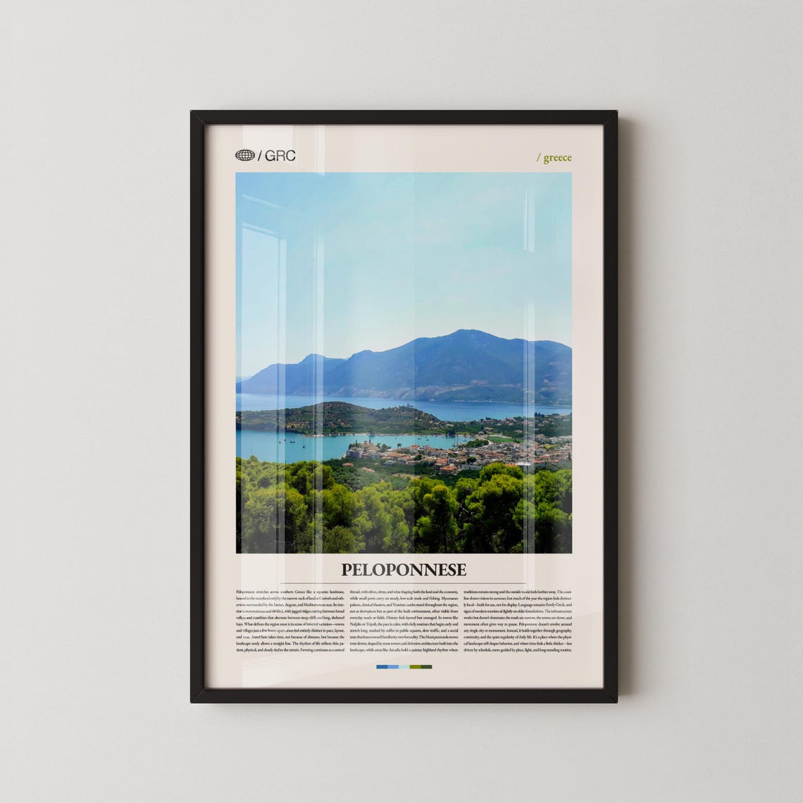 Peloponnese Greece Coastal Mountains Landscape Travel Poster