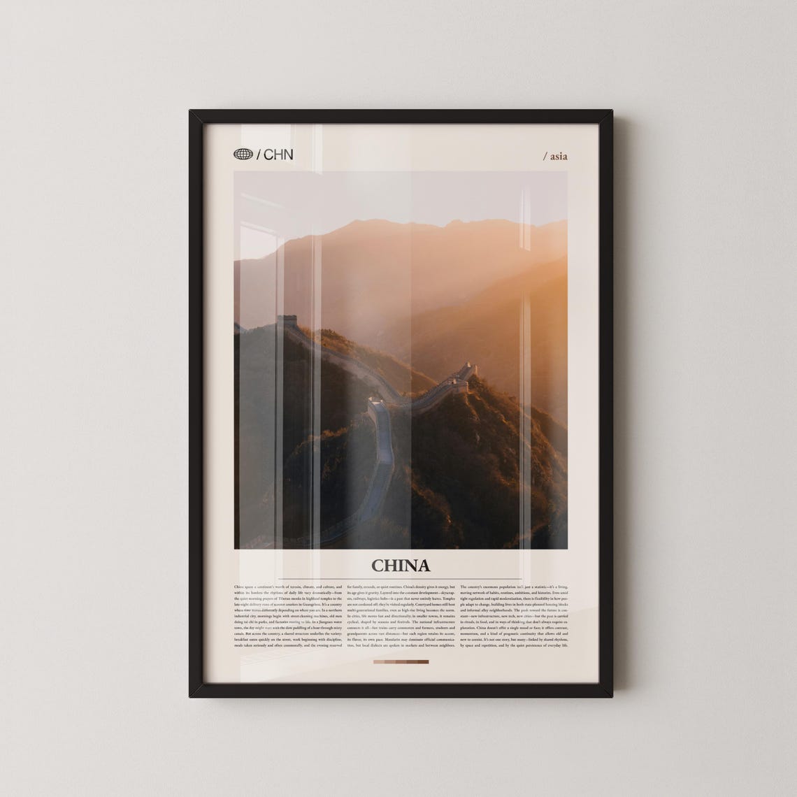 China Great Wall Sunset Ridge Warm Orange Light Travel Poster
