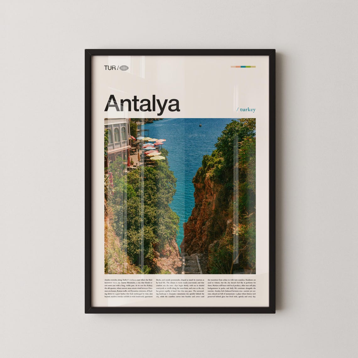 Antalya Turkey Mediterranean Cliffside Coast Photo Travel Poster