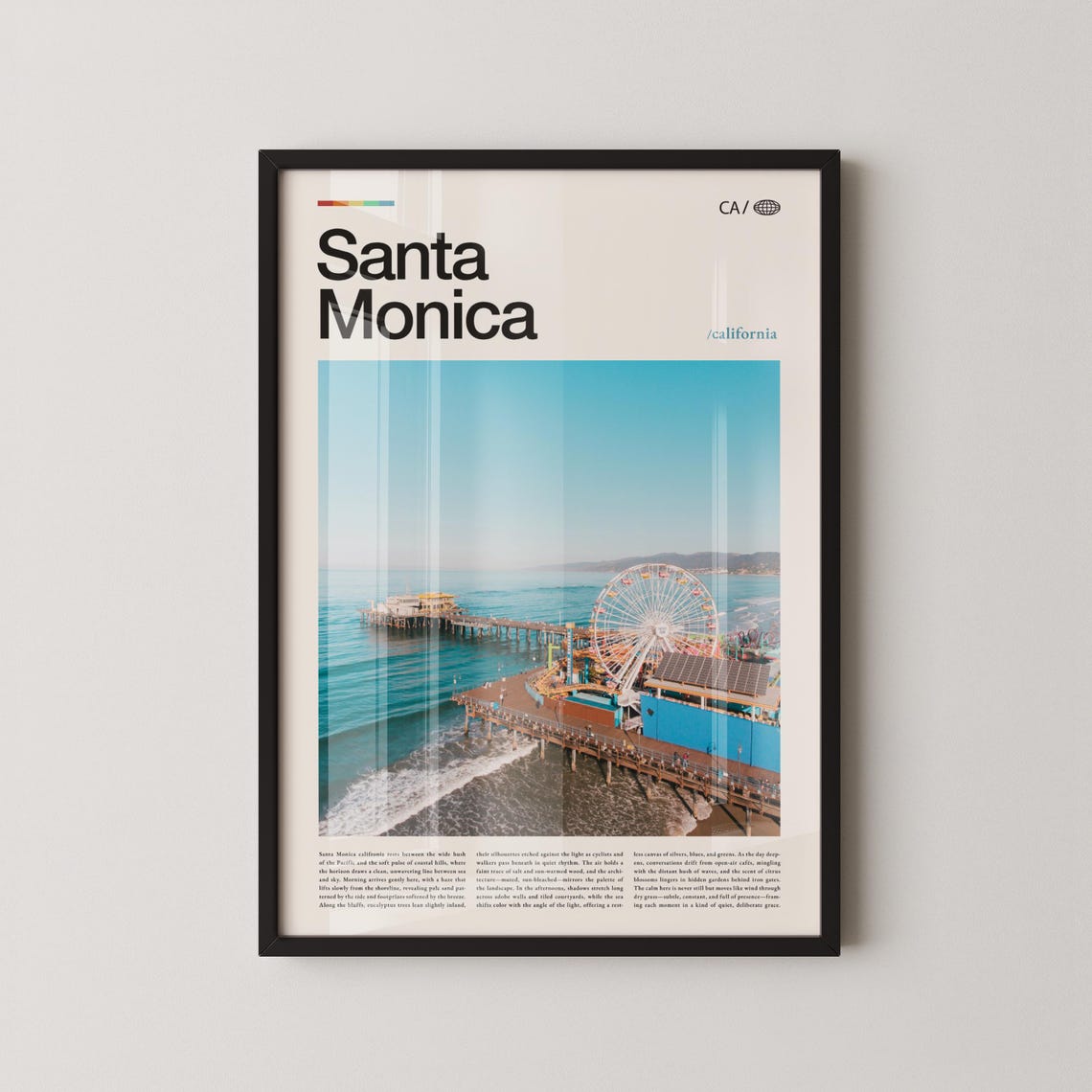 Santa Monica Pier Boardwalk Ferris Wheel Photo Travel Poster