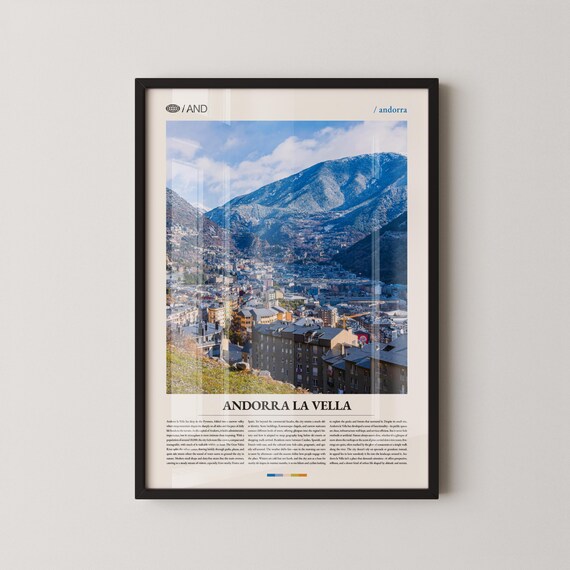 Andorra la Vella Pyrenees Mountain Valley Town Photo Travel Poster