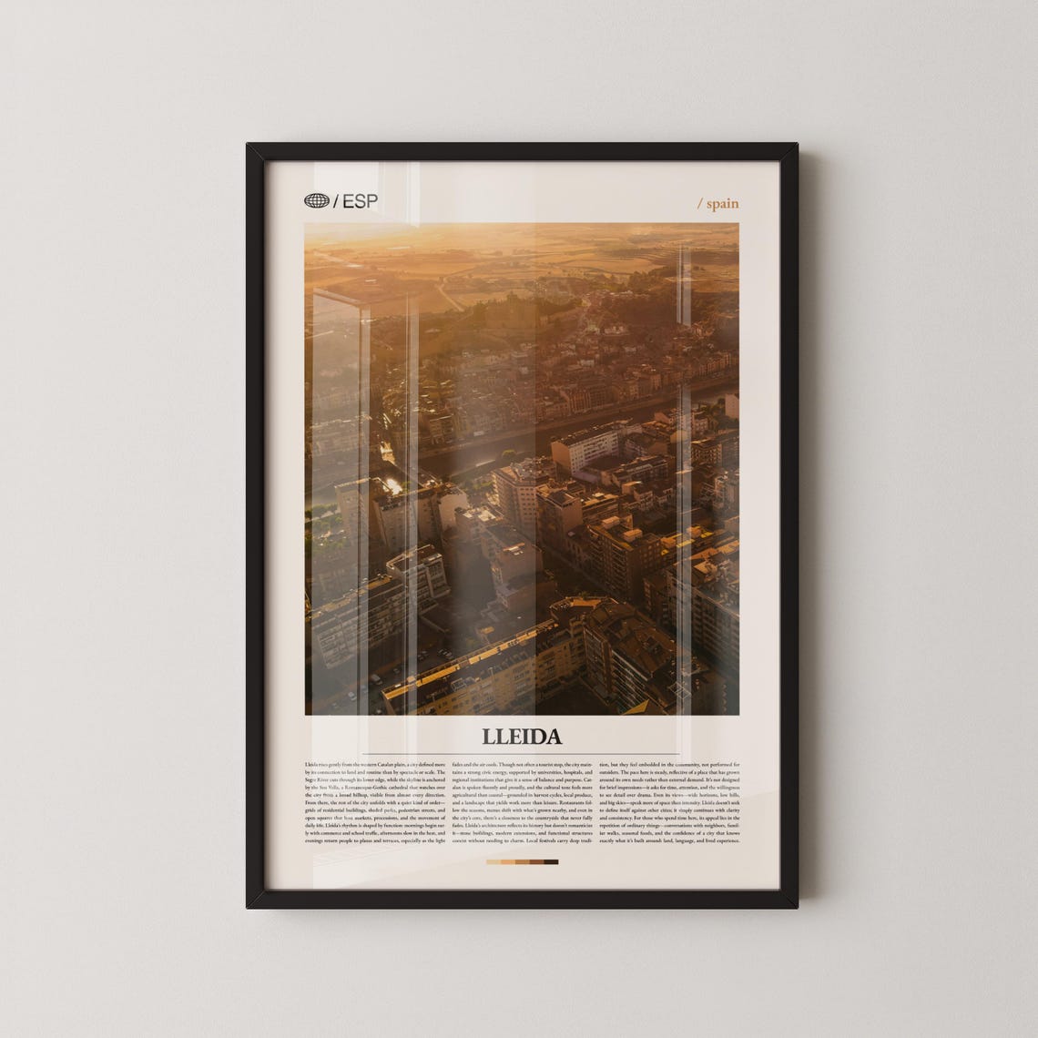 Lleida Spain Golden Hour Aerial Cityscape Editorial Travel Art Poster